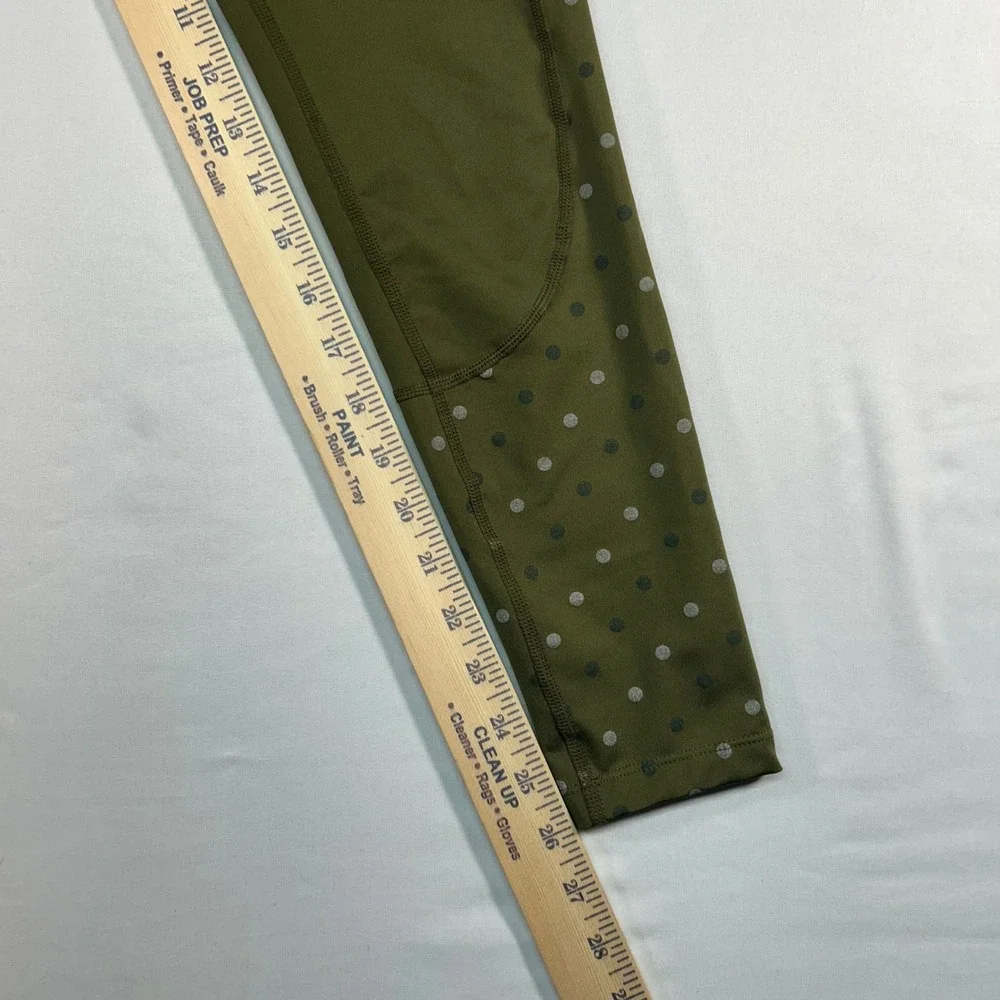 Nike Dri-FIT Women Olive Green Polka Dot Side Panel Running Leggings‎ Small